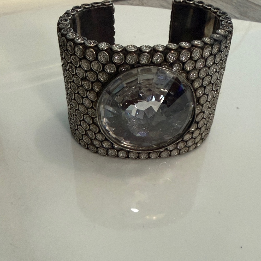 Elegant Silver Crystal Cuff Bracelet
